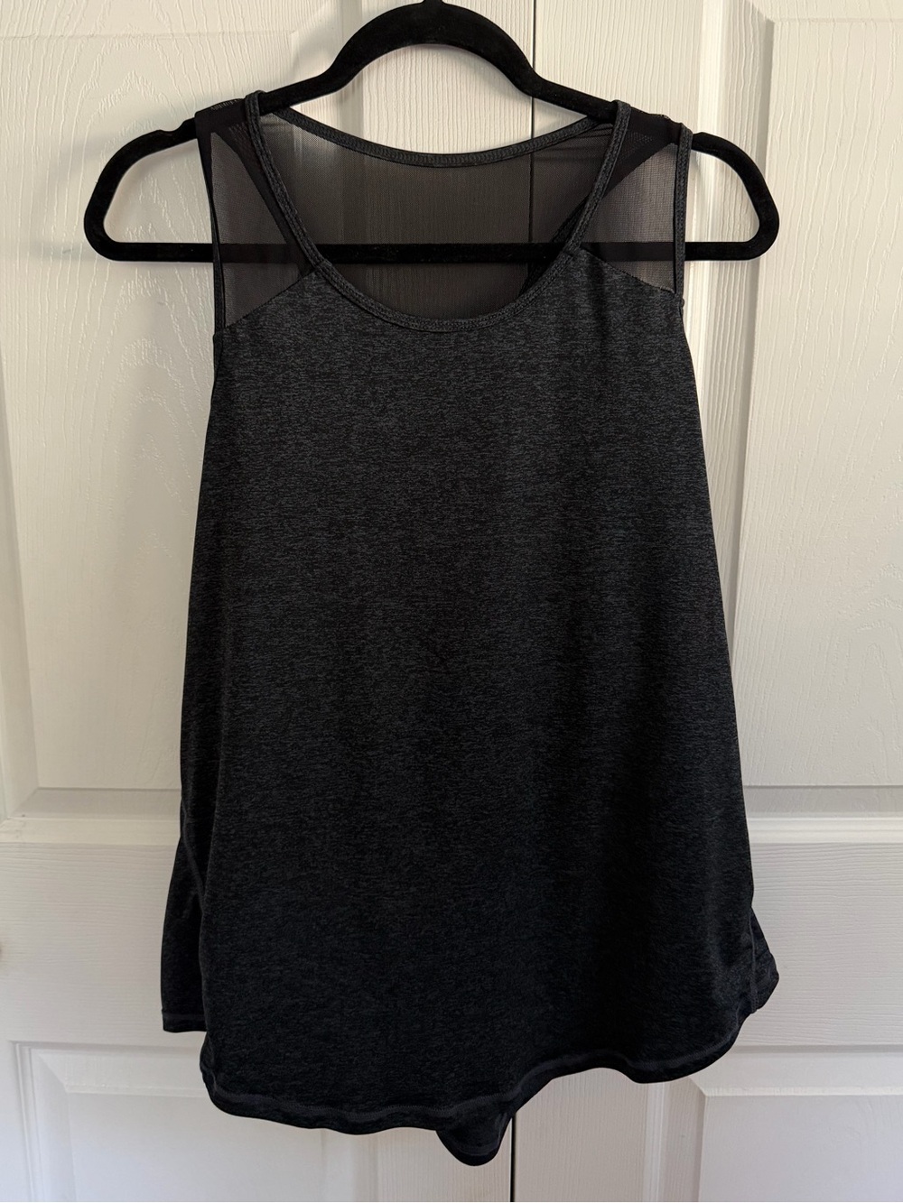 5 for $25! Women's Black Mesh Yoke Workout Tank Top